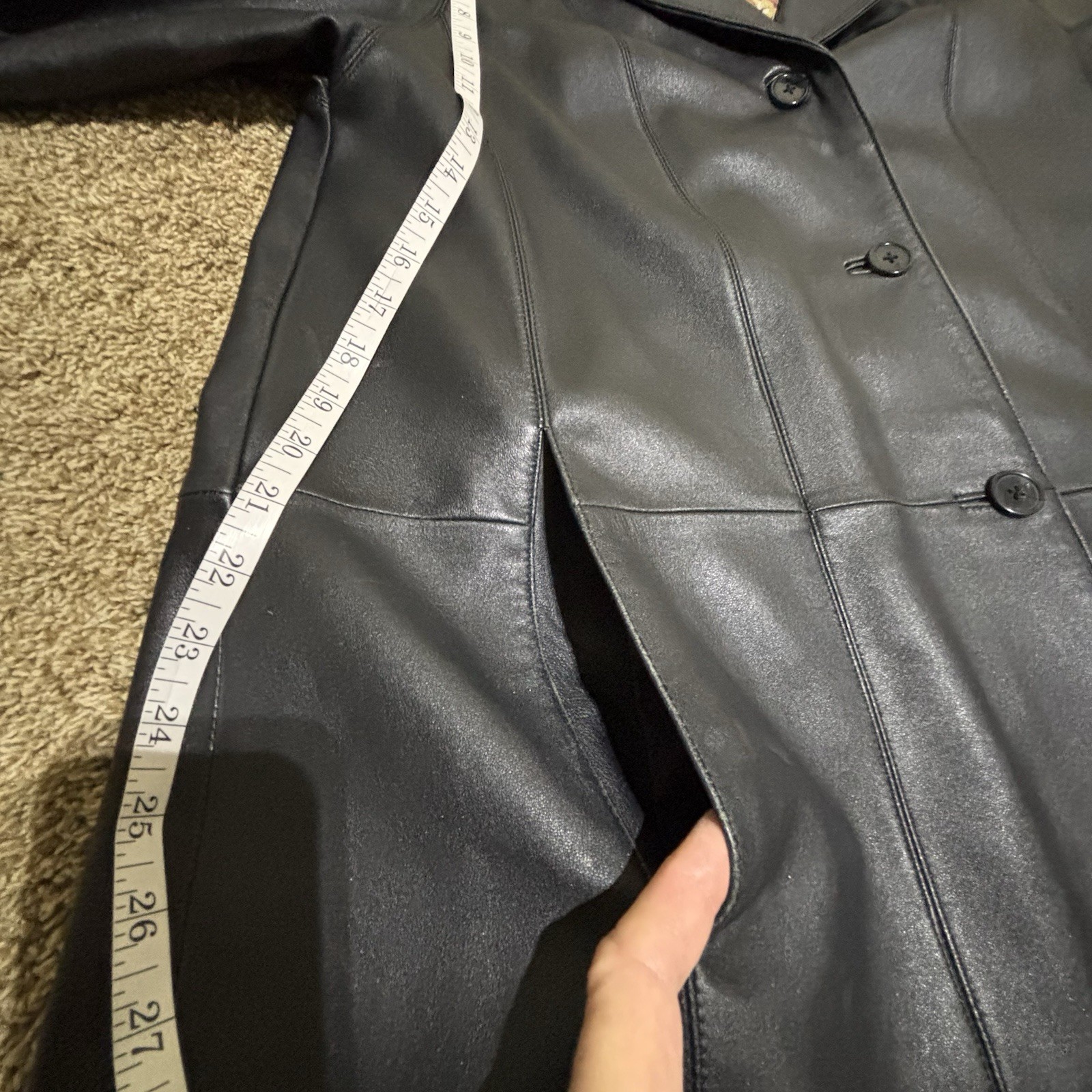 Centigrade Black Patchwork Leather Button Front C… - image 13