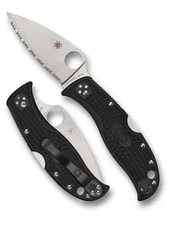 Spyderco LeafJumper, VG-10 Stainless Serrated Steel, Black FRN Handles C262SBK