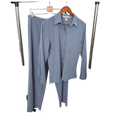 Josephine Chaus Blue 2-Piece Pant Suit Set Women's Size 8