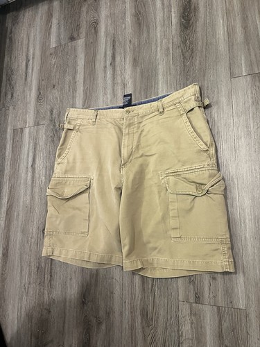 Vintage Tommy Hilfiger Shorts Mens 38 Tan Brown Canvas Cargo Military Y2K - Picture 2 of 7
