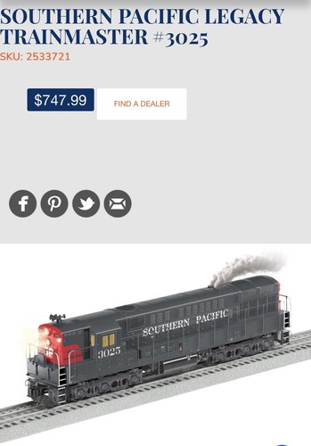 Lionel LEGACY Southern Pacific TrainMaster #3025 calibre O diésel 2533721 | Condition: New