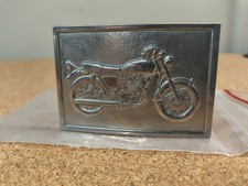 VTG Silver Motorcycle Belt Buckle Brass 70s Suzuki Honda