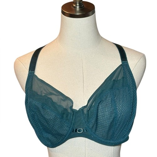 Chantelle Teal Underwire Bra Adjustable Racerback Lace - Picture 2 of 7