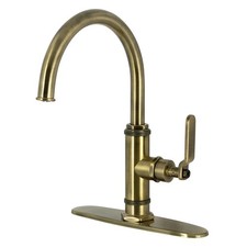 KS2433KL Whitaker Single-Handle Kitchen Faucet with Brass Sprayer, Antique Brass