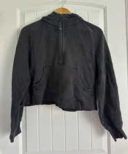 lululemon athletica black 1/2 zip hooded pullover hoodie pockets logo 8