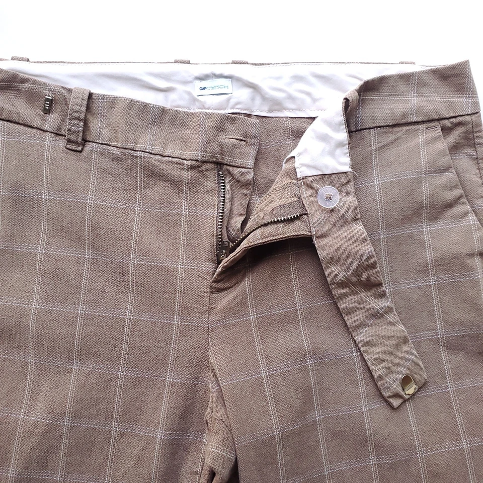 Pantalones De Colección Gap Talla 6 Marrón A Cuadros Pierna Recta Pantalón 30x27 Bolsillos Y2K Academia Foto 4 de 4