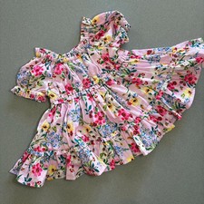 Baby Girl 3-6 months Monsoon Pink Floral Lined Short Sleeve Dress (38 29)