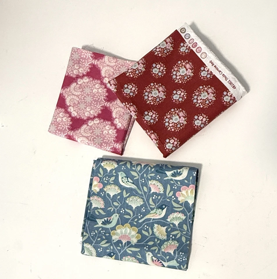 2 piezas FQ acolchado tela retazos TILDA Jubilee pájaro árbol azul Foto 4 de 4