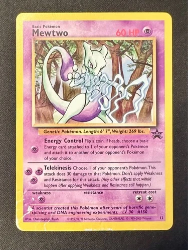 Mewtwo #12 1999 Black Star Promo Pokemon Card TCG WOTC Vintage Rare - Mp/Hp