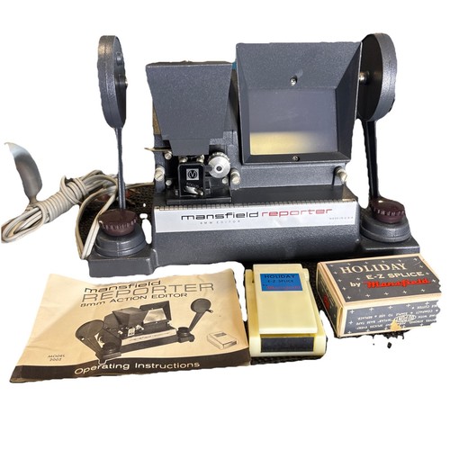 Vintage Mansfield Reporter 8mm Film Movie Action Editor-Tested Light Comes On