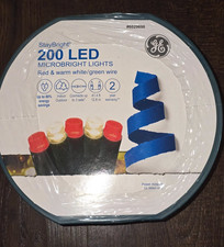 GE StayBright 200 Ct Red Warm White LED String Lights Microbright Christmas New