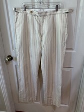 Todd Snyder Cream Linen Stripe Side Tab Trousers Sz 36/32. New/Flawed. Box39