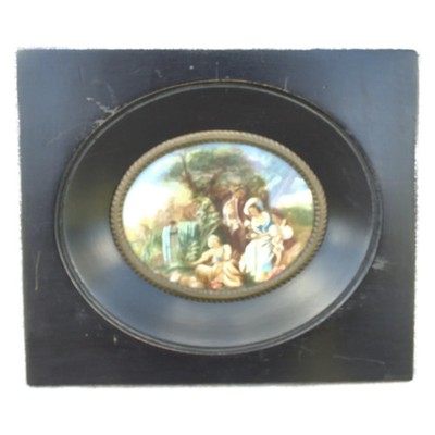 Antique french miniature romantic painting called Le Sud de F Boucher - The Sout