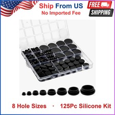 125-piece Black Rubber Plug Set For Round Holes In Automotive Wiring Furniture