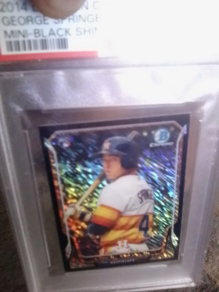 2014 Bowman Chrome George Springer Mini Black Shimmer PSA 9 Mint #323 RC Rookie - Image 3 of 4