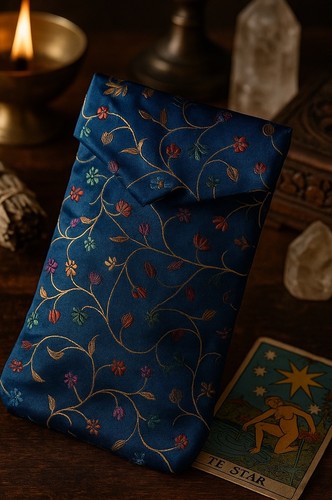 Vintage Brocade Satin Pouch with Fold-Over Flap / Multicolour Embroidery. 33cm - Picture 3 of 10