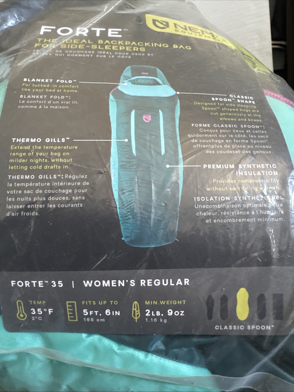 Nemo Equipment Forte 35 Women's Sleeping Bag Backpacking Bag Twilight Aurora New