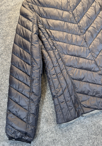 Michael Kors Women’s Sz L Black Packable Chevron Puffer Jacket Lightweight Hood - Picture 7 of 14