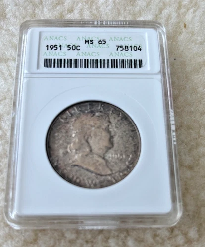 1951 FRANKLIN HALF DOLLAR ANACS MS-65- UNCIRCULATED - 50C