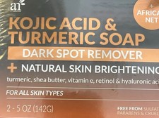 Kojic Acid Soap  African Net Sponge 2 pack X 142g Turmeric bars Dark spot...