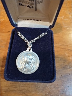 St Gabriel the Archangel Mater Dolorosa Sterling Silver Medal +20'' Chain