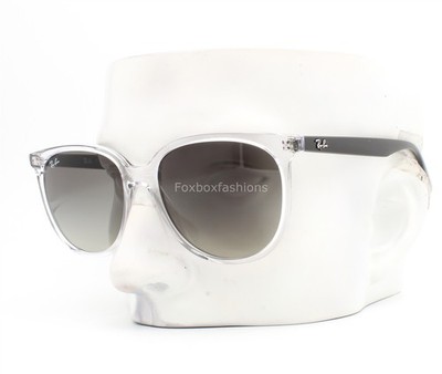 Ray-Ban Sunglasses Polished Clear Black Gray Gradient RB 4378 6477/11 with Case