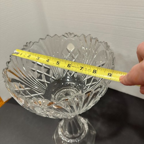 Vintage Crystal Clear Footed Compote Bowl Vase 24 % Lead Made in Poland - Picture 6 of 7