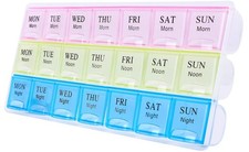 Large Weekly Pill Organizer 3 Times A Day, Moisture-Proof 7 Day Pill Box, Tra...