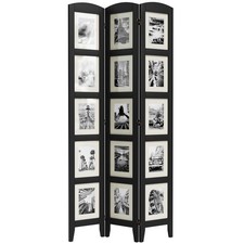 SZQINJI 3 Panel Photo Room Divider Screen, Solid Wood Divider for Room Separa...
