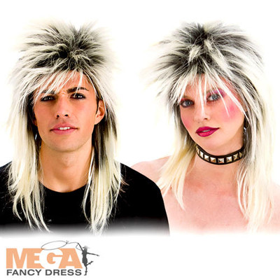 80er Jahre Rocker blond Perücke Erwachsene Kostüm Rockstar Promi Kostüm Accessoire