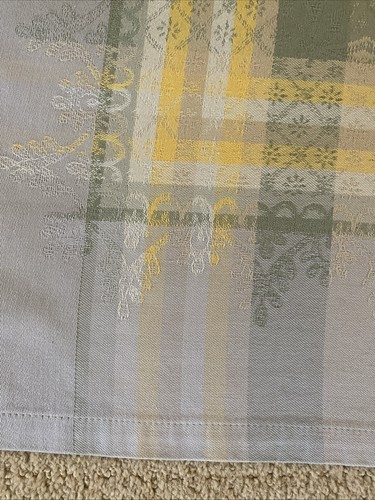 Garnier-Thiebaut Jacquard Tablecloth 100% Cotton Yellow Gray 65 x 95 - Picture 12 of 16