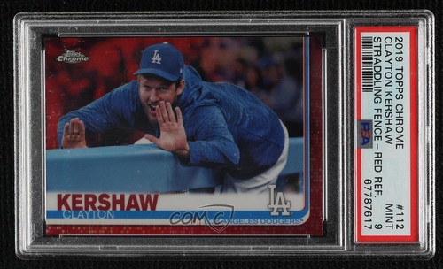 2019 Topps Chrome Image Variation Red Refractor 3/5 Clayton Kershaw PSA 9 MINT