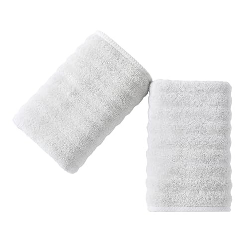 Set 2 asciugamani a righe a costine Silver Wave 100% cotone argento bianco - Foto 7 di 7