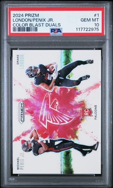 2024 Prizm Drake London Michael Penix Color Blast Duals SSP PSA 10 Falcons RC