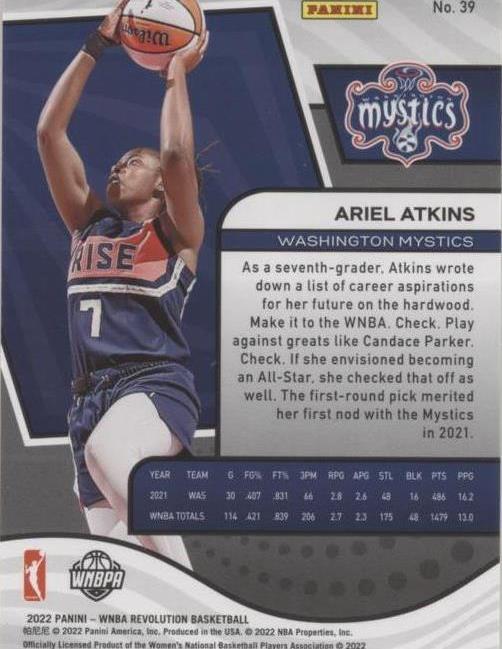 2022 Panini Revolution WNBA - Ariel Atkins #39