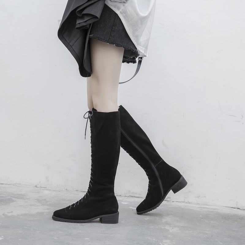 Para Mujer Cuadrado Toe Tacones Gruesos Gamuza Montar a Caballo Con Cordones Cremallera Lateral botas Hasta La Rodilla Para Mujer Cuadrado Toe Tacones Tacones Tacones Gruesos Gamuza Montar a Caballo Con Cordones Cremallera Lateral botas Hasta La Rodilla sin mínimo