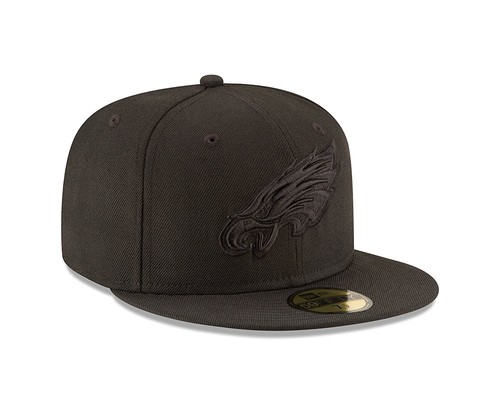 Philadelphia Eagles New Era Black on Black 59FIFTY Fitted Hat - Black - Picture 4 of 5