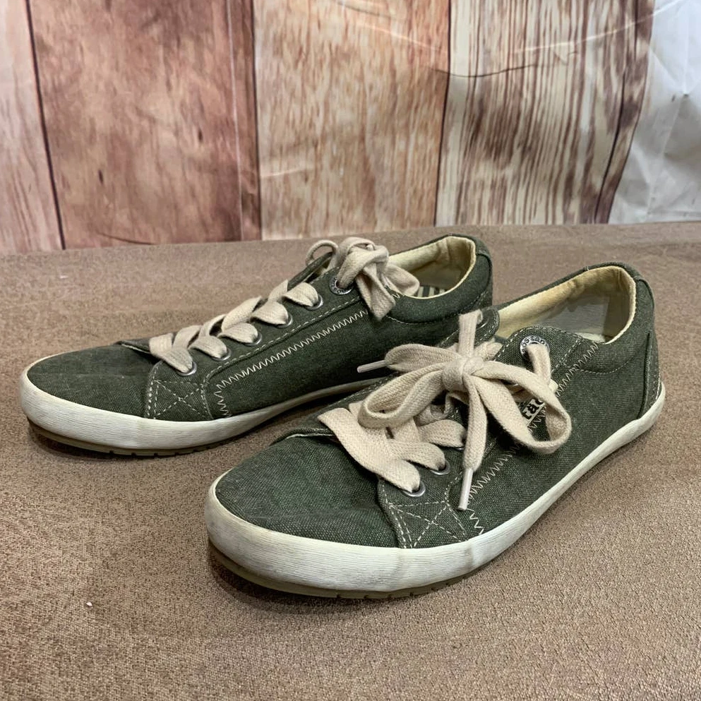 Taos Womens US 6 Sage Green Star Lace Up Canvas Casual Oxford Tennis Shoes