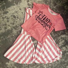 Unbranded Girls Two Piece "Tiny Teenager" Top Bell Bottoms 3-4 Years NEW