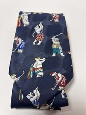 Coca-Cola Mens Tie Polar Bear Golf Golfing Navy Blue Soda Casual Tee Time Putt