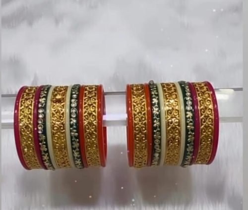 Multicolor bangles set bridal karvachauth special chuda set punjabi bangles - Picture 2 of 6