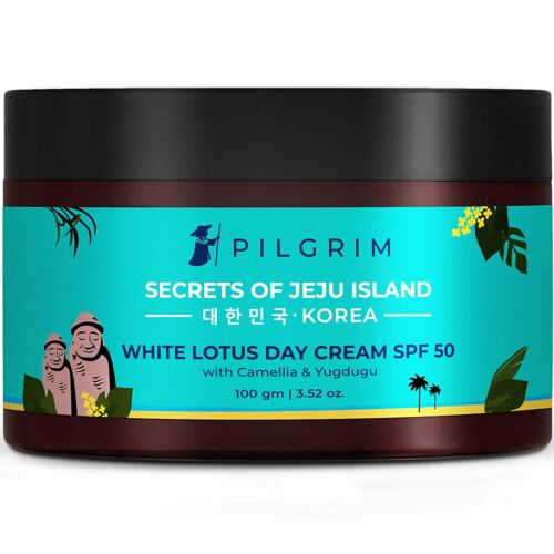 Pilgrim White Lotus Face Cream with SPF 50 PA+++ for dry, sensitive skin 100gm- - Picture 1 of 5