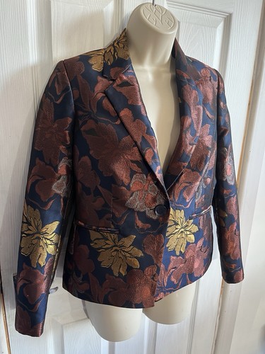 Women's Next Petite Blazer Navy Blue, Gold, Bronze and Copper Size UK 10 - Picture 13 of 24