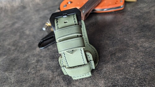 Handmade Soft Watch Band, Leather Bund Strap 22mm 24mm 26 mm Vintage Watch Cuff - Picture 12 of 17