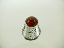 Bernstein Fingerhut  925 Silber Naturbernstein Farbe Cognac 10mm Sammler FH002/W