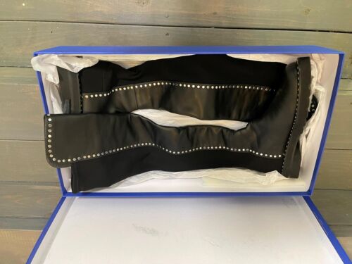 Nuevas, Stuart Weitzman Botas de Cuero Negro con Tachuelas de Plata, Talla 8,5, Con Caja - Imagen 2 de 8