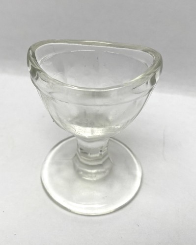 Vintage Clear Glass Eye Wash Cup 8 Paneled Pedestal 2 3/8" tall "20" on Bottom - Picture 20 of 20