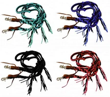 Western Barrel Rodeo Horse Braided Nylon 8' Reins w/ Tassels