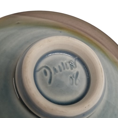 Studio Art Pottery Trinket Dish Bowl Signed Blue Brown Boho Minimalist Decor - Picture 5 of 11