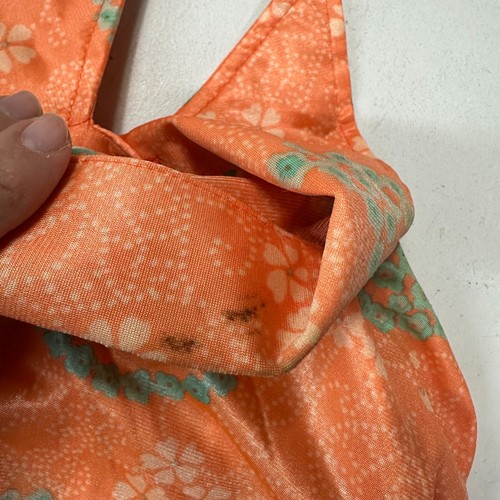Vintage Jantzen 60s 70s Paisley Floral Print Disco Blouse Womens L Orange FLAWED - Picture 17 of 23